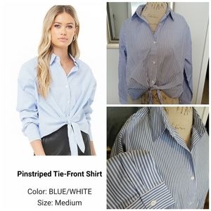 Pinstripe Front tie shirt
